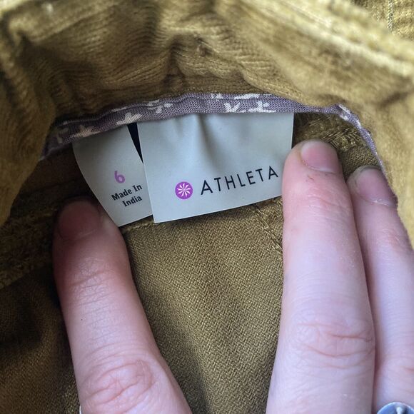 Athleta Skirt Sz 6 Kaleidoscope Corduroy Mini Mustard Olive Pockets Summer Cute - Picture 5 of 10